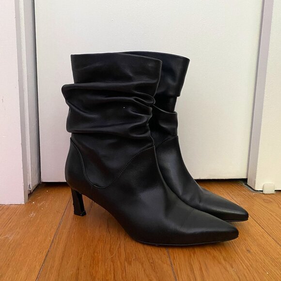Stuart Weitzman Black Leather Ankle Boots with Heel Size 6 - Picture 3 of 16